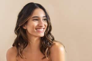 Smiling brunette woman